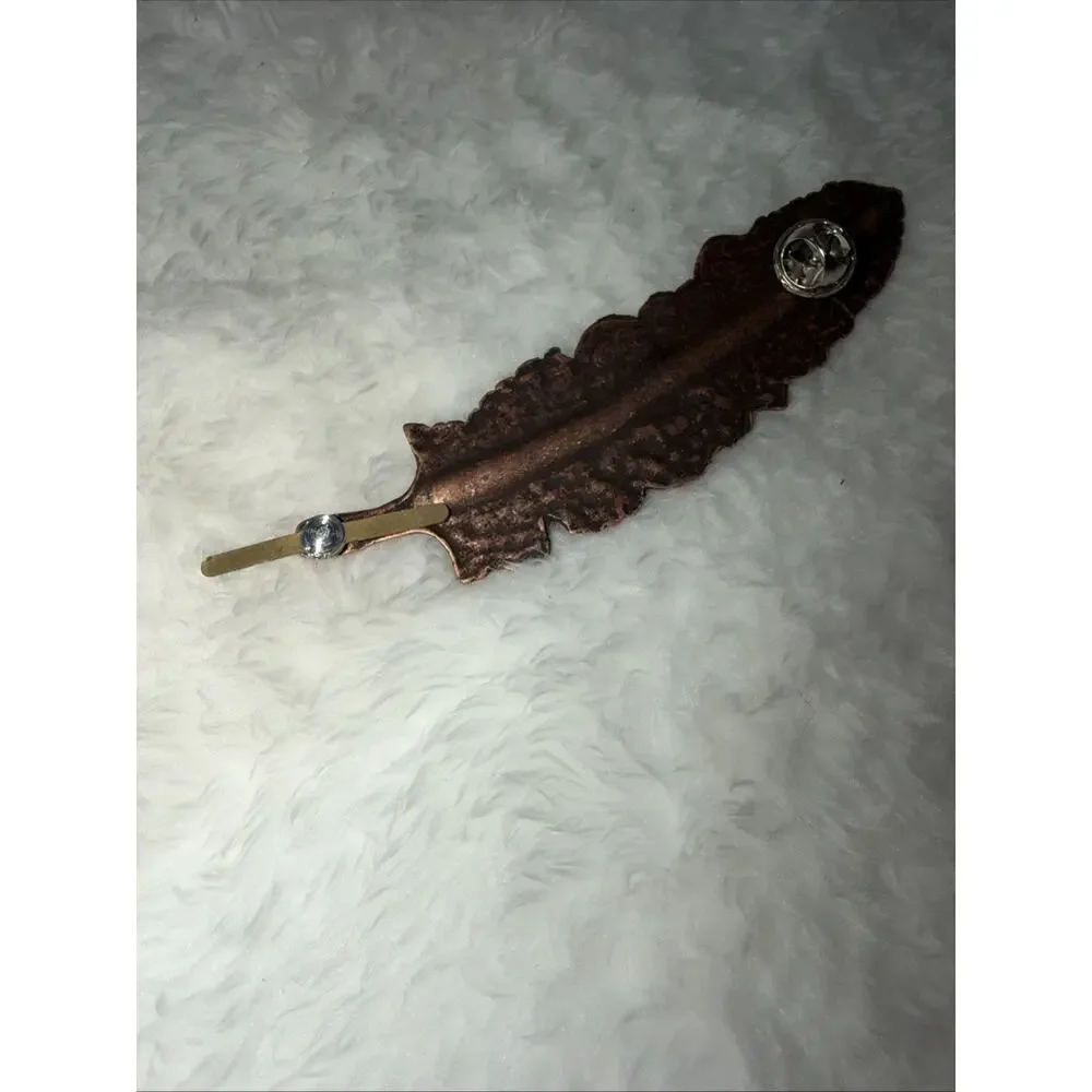 Metal Antique Copper Feather Hat Pin- Western Style – Inspired Look
